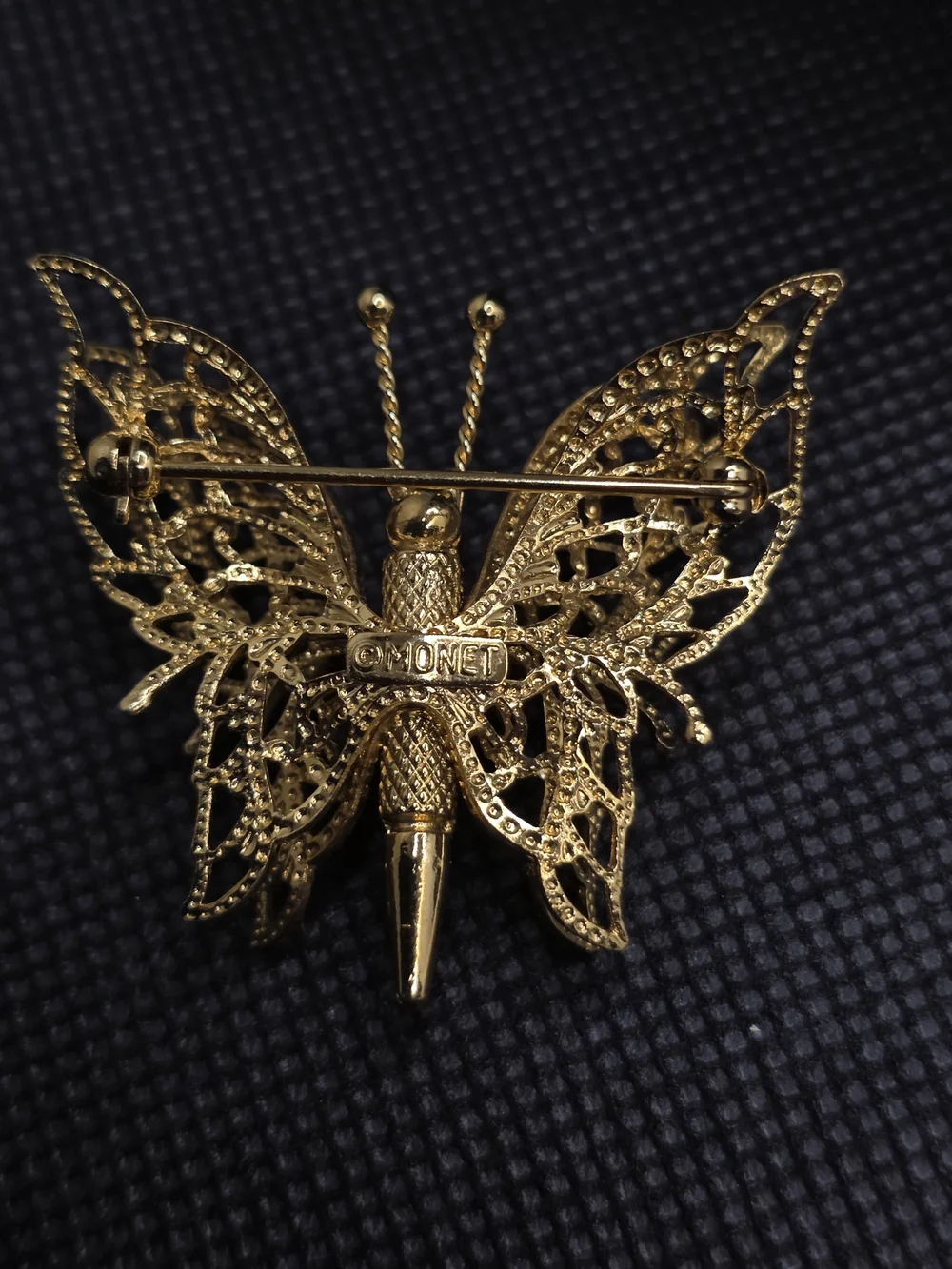 Vintage Monet Gold Tone Butterfly Brooch Pin